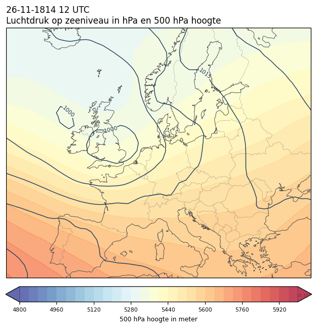 Weerkaart van 26 november 1814 om 12 UTC