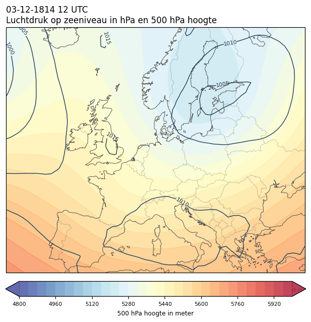 Weerkaart van 3 december 1814 om 12 UTC