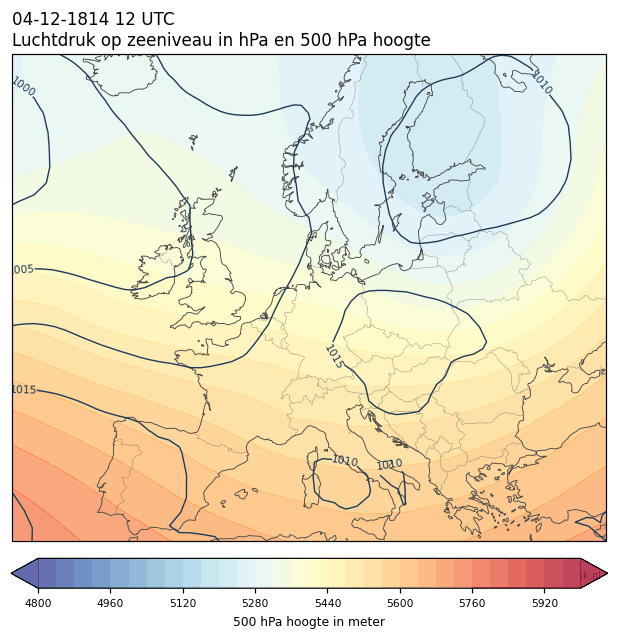 Weerkaart van 4 december 1814 om 12 UTC