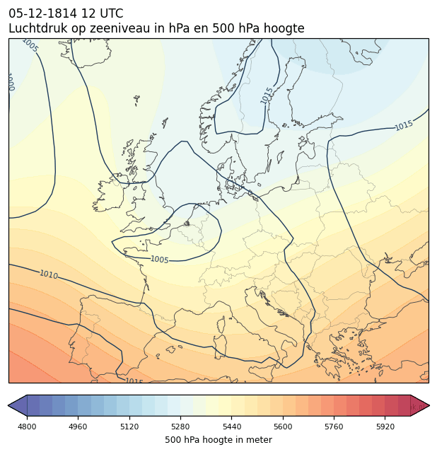 Weerkaart van 5 december 1814 om 12 UTC