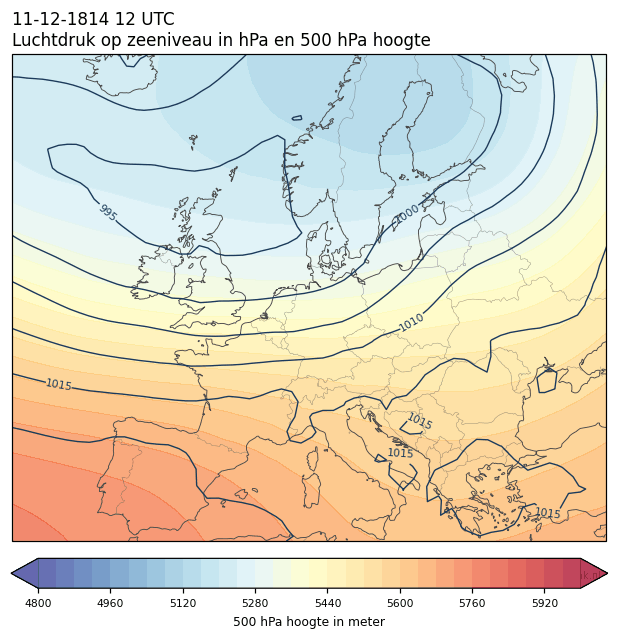 Weerkaart van 11 december 1814 om 12 UTC