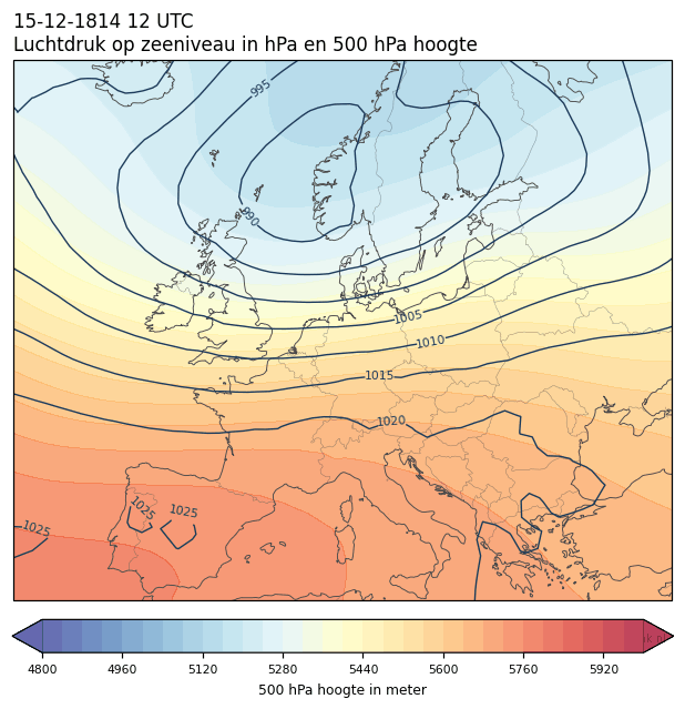 Weerkaart van 15 december 1814 om 12 UTC