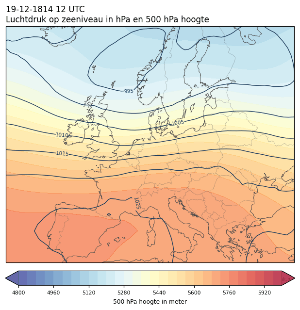 Weerkaart van 19 december 1814 om 12 UTC