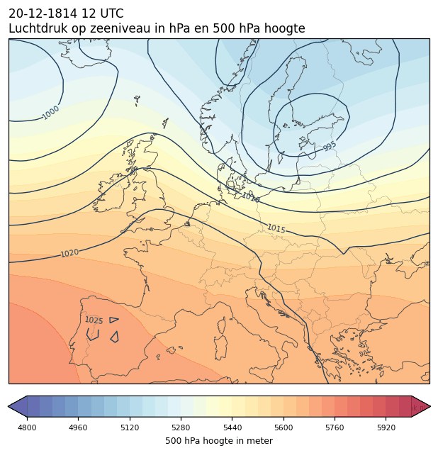 Weerkaart van 20 december 1814 om 12 UTC