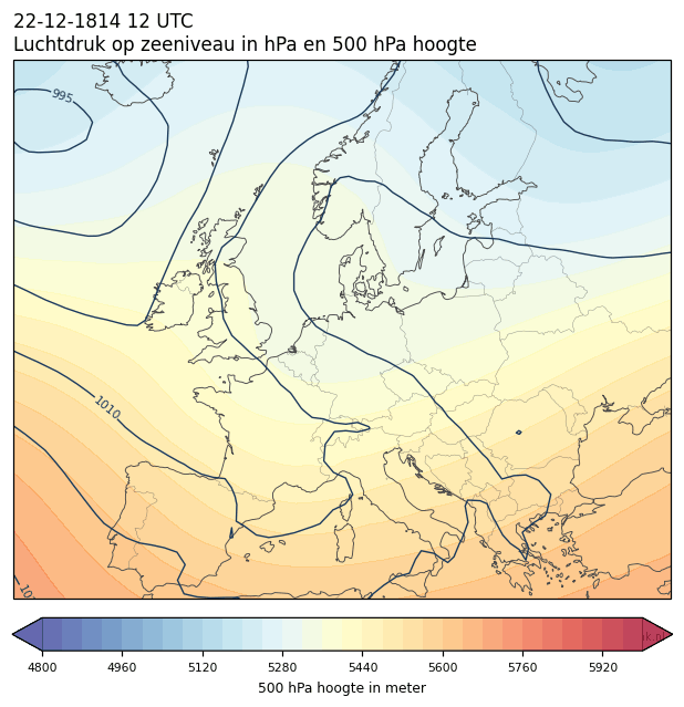 Weerkaart van 22 december 1814 om 12 UTC