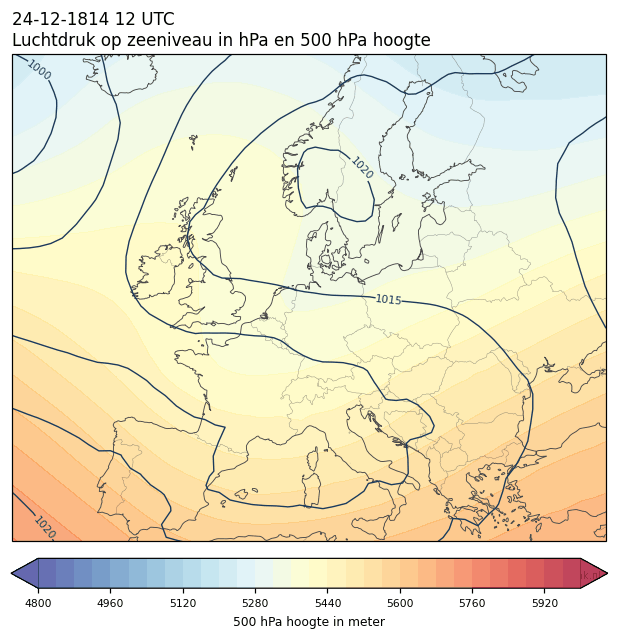 Weerkaart van 24 december 1814 om 12 UTC