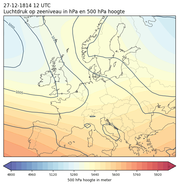 Weerkaart van 27 december 1814 om 12 UTC