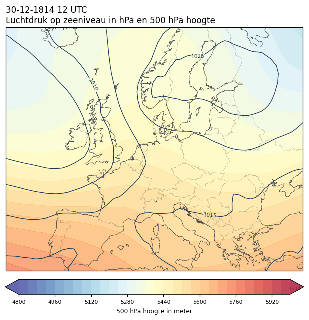 Weerkaart van 30 december 1814 om 12 UTC