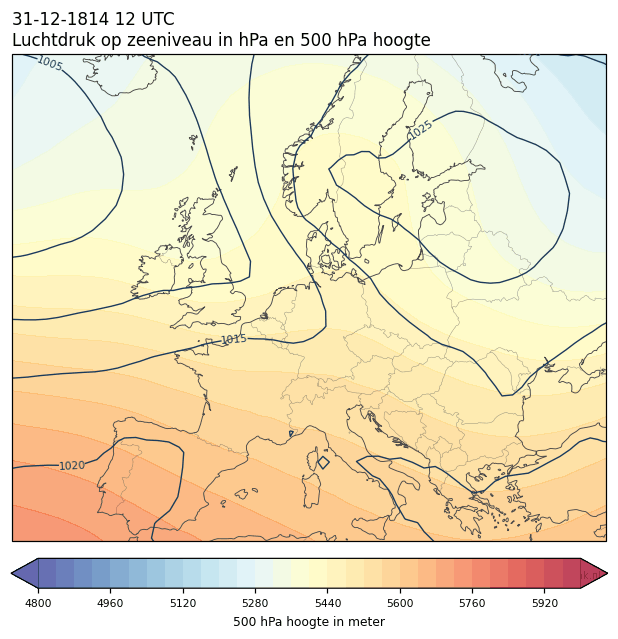 Weerkaart van 31 december 1814 om 12 UTC