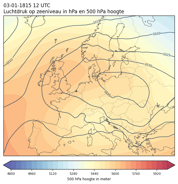 Weerkaart van 3 januari 1815 om 12 UTC