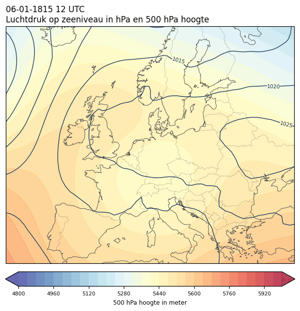 Weerkaart van 6 januari 1815 om 12 UTC