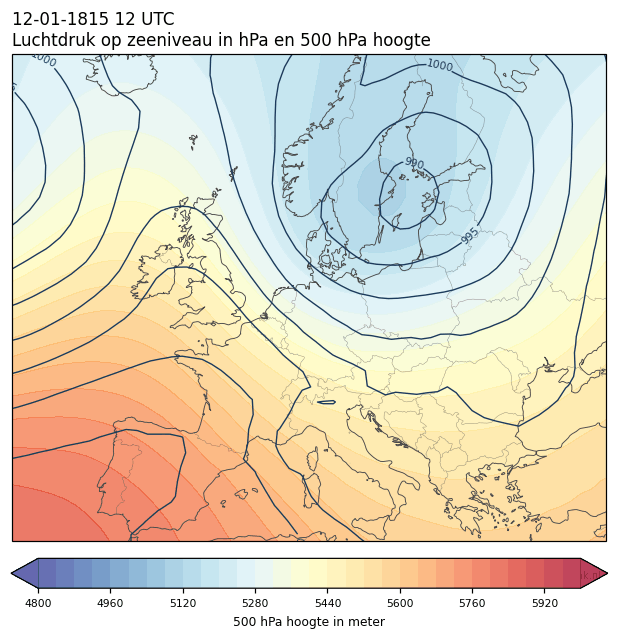 Weerkaart van 12 januari 1815 om 12 UTC