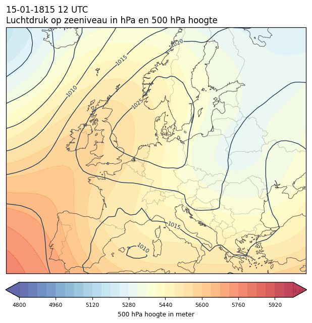 Weerkaart van 15 januari 1815 om 12 UTC