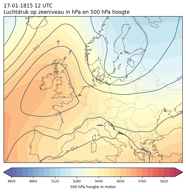 Weerkaart van 17 januari 1815 om 12 UTC