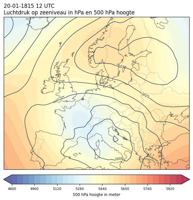 Weerkaart van 20 januari 1815 om 12 UTC