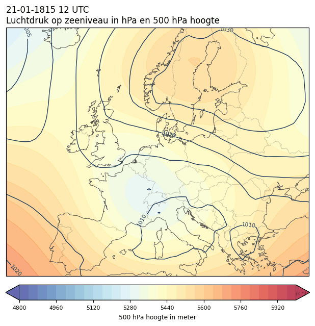 Weerkaart van 21 januari 1815 om 12 UTC