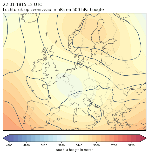 Weerkaart van 22 januari 1815 om 12 UTC