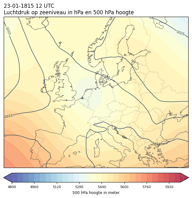Weerkaart van 23 januari 1815 om 12 UTC