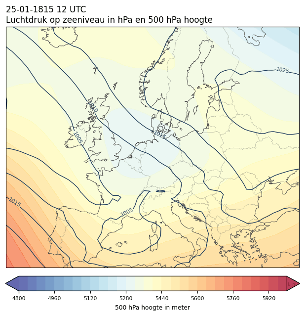 Weerkaart van 25 januari 1815 om 12 UTC