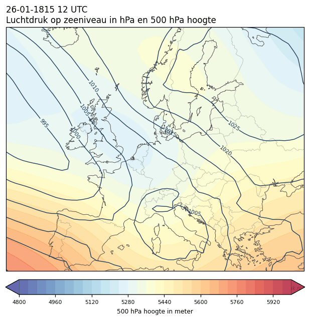Weerkaart van 26 januari 1815 om 12 UTC