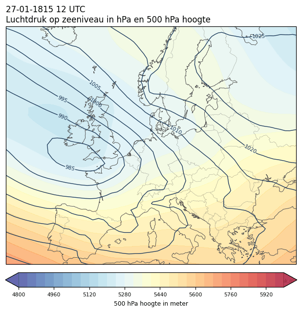 Weerkaart van 27 januari 1815 om 12 UTC