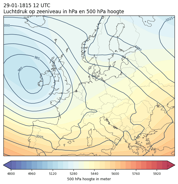 Weerkaart van 29 januari 1815 om 12 UTC