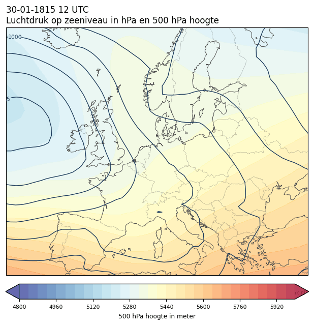 Weerkaart van 30 januari 1815 om 12 UTC