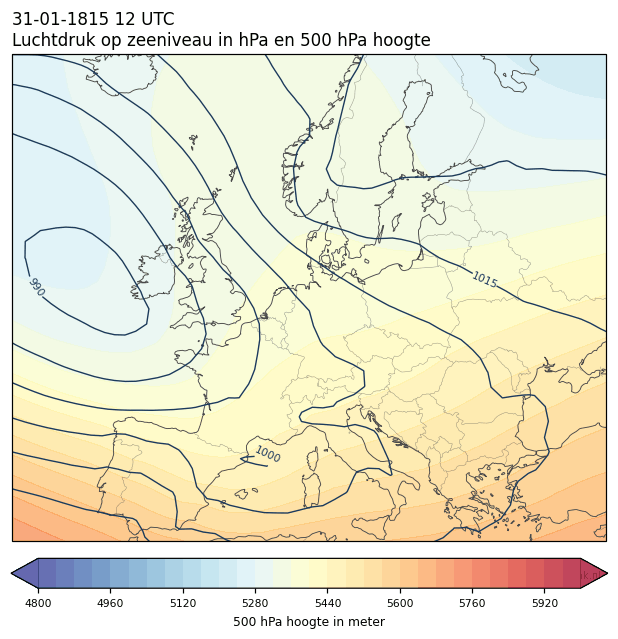 Weerkaart van 31 januari 1815 om 12 UTC