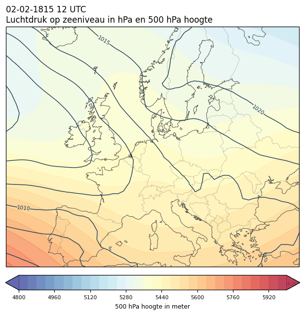 Weerkaart van 2 februari 1815 om 12 UTC