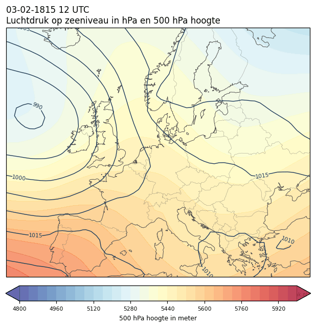 Weerkaart van 3 februari 1815 om 12 UTC