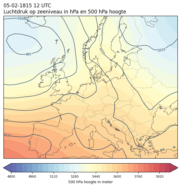 Weerkaart van 5 februari 1815 om 12 UTC