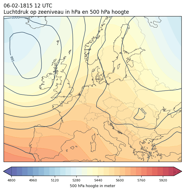 Weerkaart van 6 februari 1815 om 12 UTC