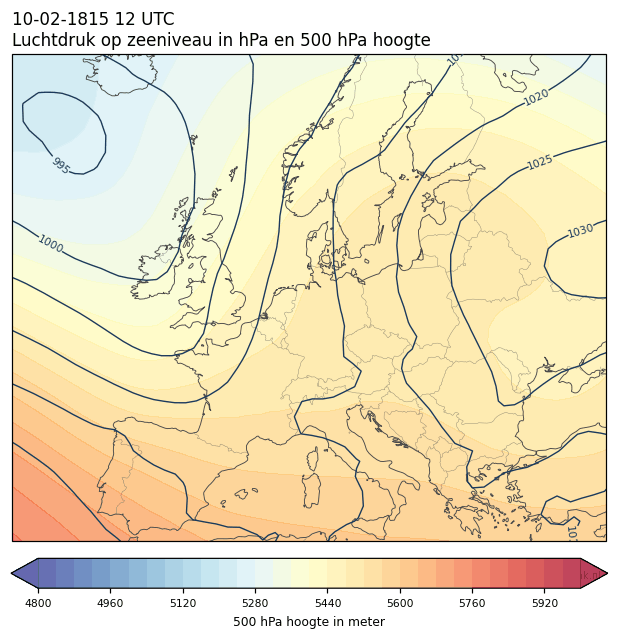 Weerkaart van 10 februari 1815 om 12 UTC