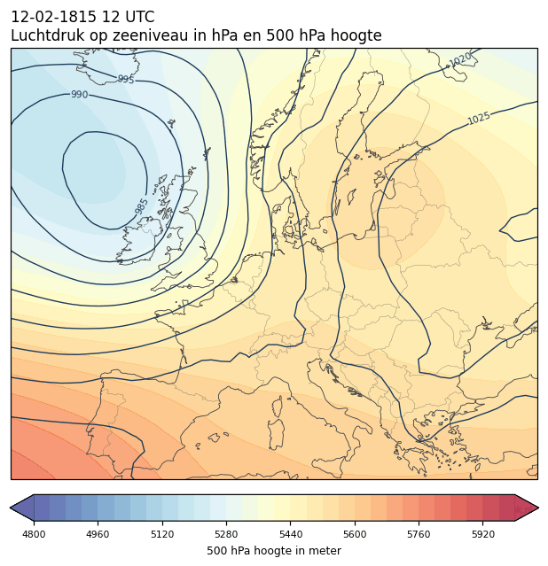 Weerkaart van 12 februari 1815 om 12 UTC