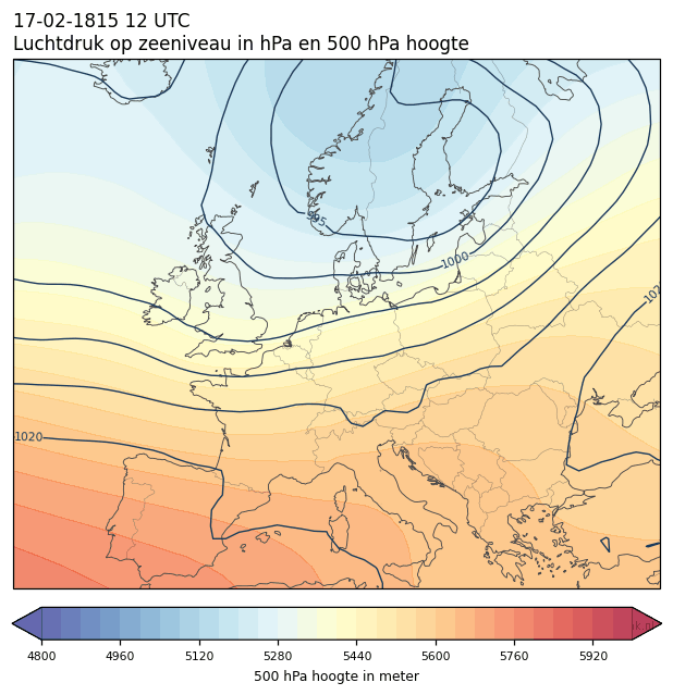 Weerkaart van 17 februari 1815 om 12 UTC