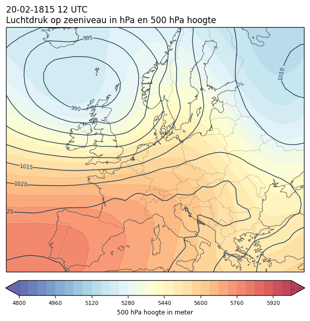 Weerkaart van 20 februari 1815 om 12 UTC