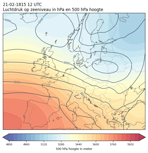Weerkaart van 21 februari 1815 om 12 UTC
