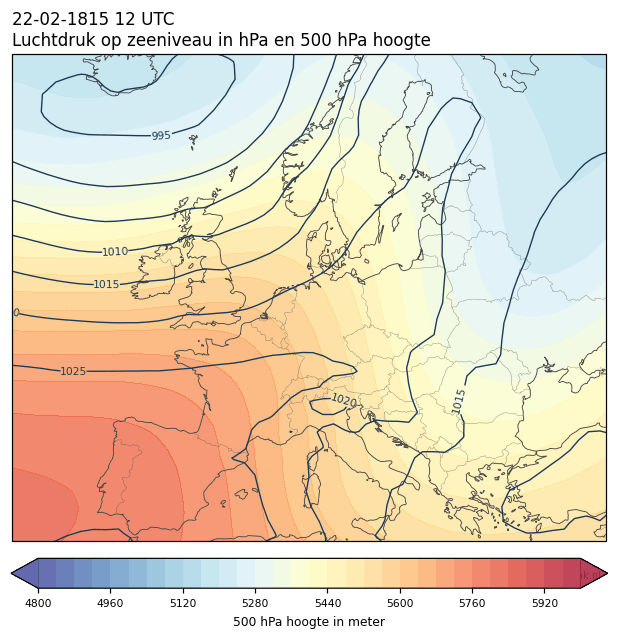 Weerkaart van 22 februari 1815 om 12 UTC