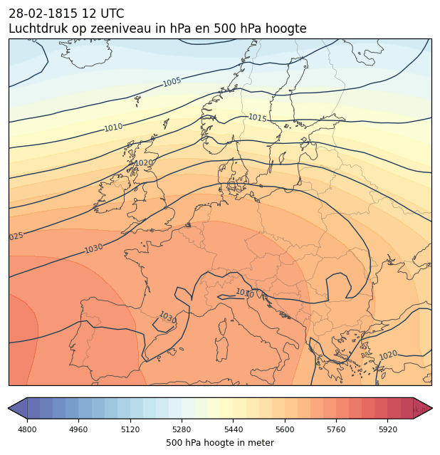 Weerkaart van 28 februari 1815 om 12 UTC