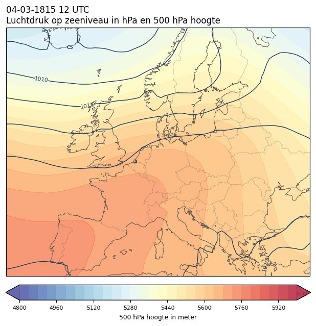 Weerkaart van 4 maart 1815 om 12 UTC