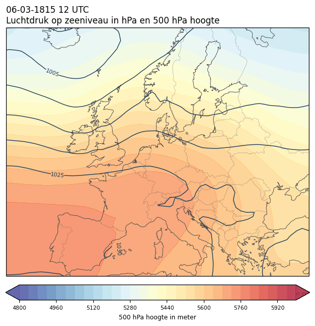 Weerkaart van 6 maart 1815 om 12 UTC