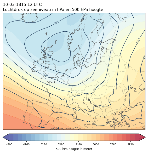 Weerkaart van 10 maart 1815 om 12 UTC