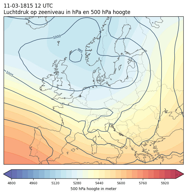 Weerkaart van 11 maart 1815 om 12 UTC