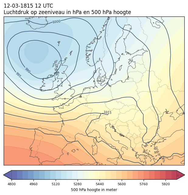 Weerkaart van 12 maart 1815 om 12 UTC