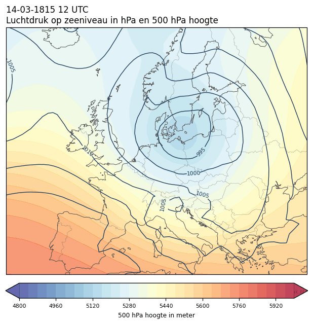 Weerkaart van 14 maart 1815 om 12 UTC