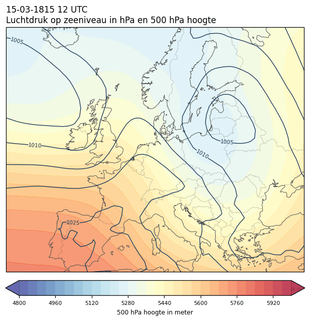 Weerkaart van 15 maart 1815 om 12 UTC