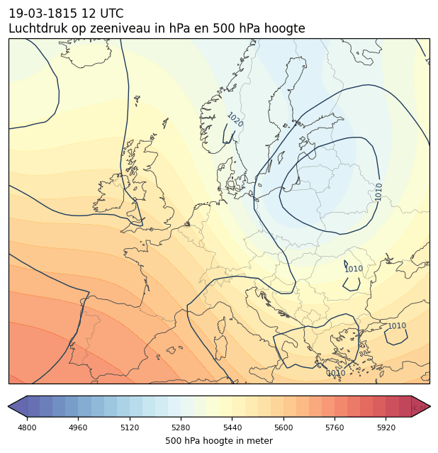 Weerkaart van 19 maart 1815 om 12 UTC