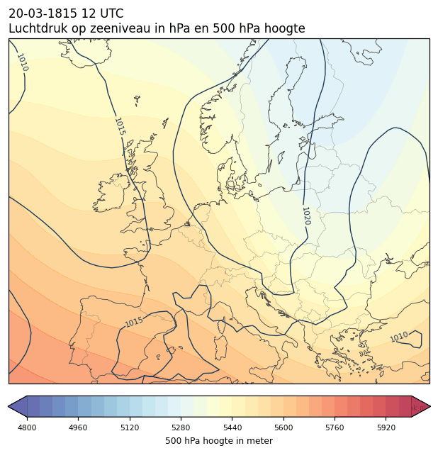 Weerkaart van 20 maart 1815 om 12 UTC