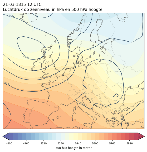 Weerkaart van 21 maart 1815 om 12 UTC