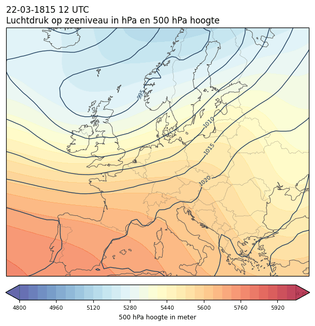 Weerkaart van 22 maart 1815 om 12 UTC